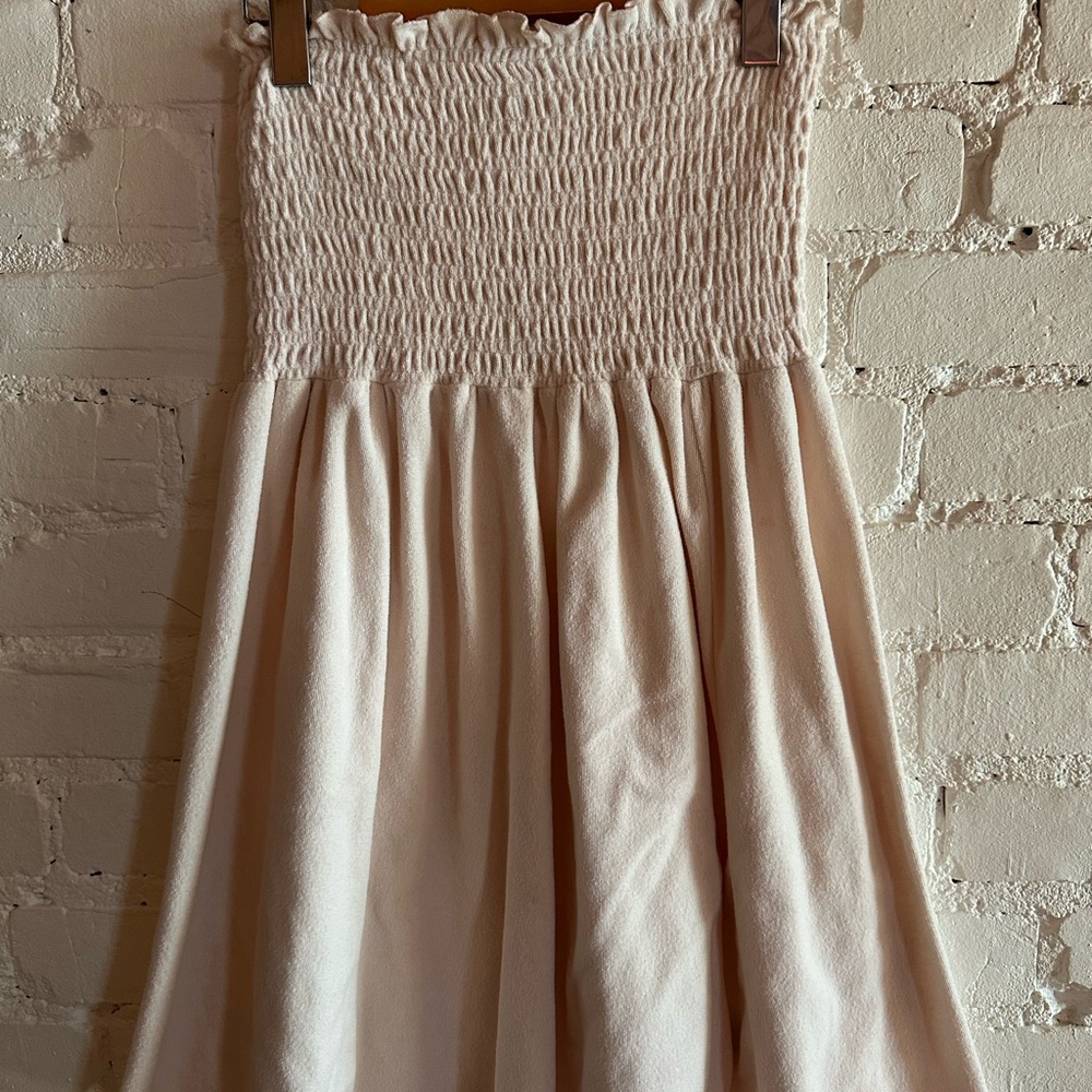 Juicy Couture Strapless Cream Smocked Bodice Dress